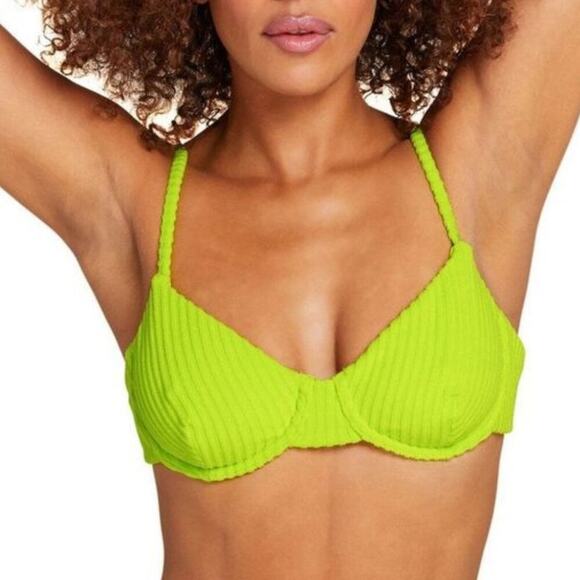 Andie The‎ Bermuda Top Ribbed Terry Neon Lemon Size Small - Picture 1 of 5
